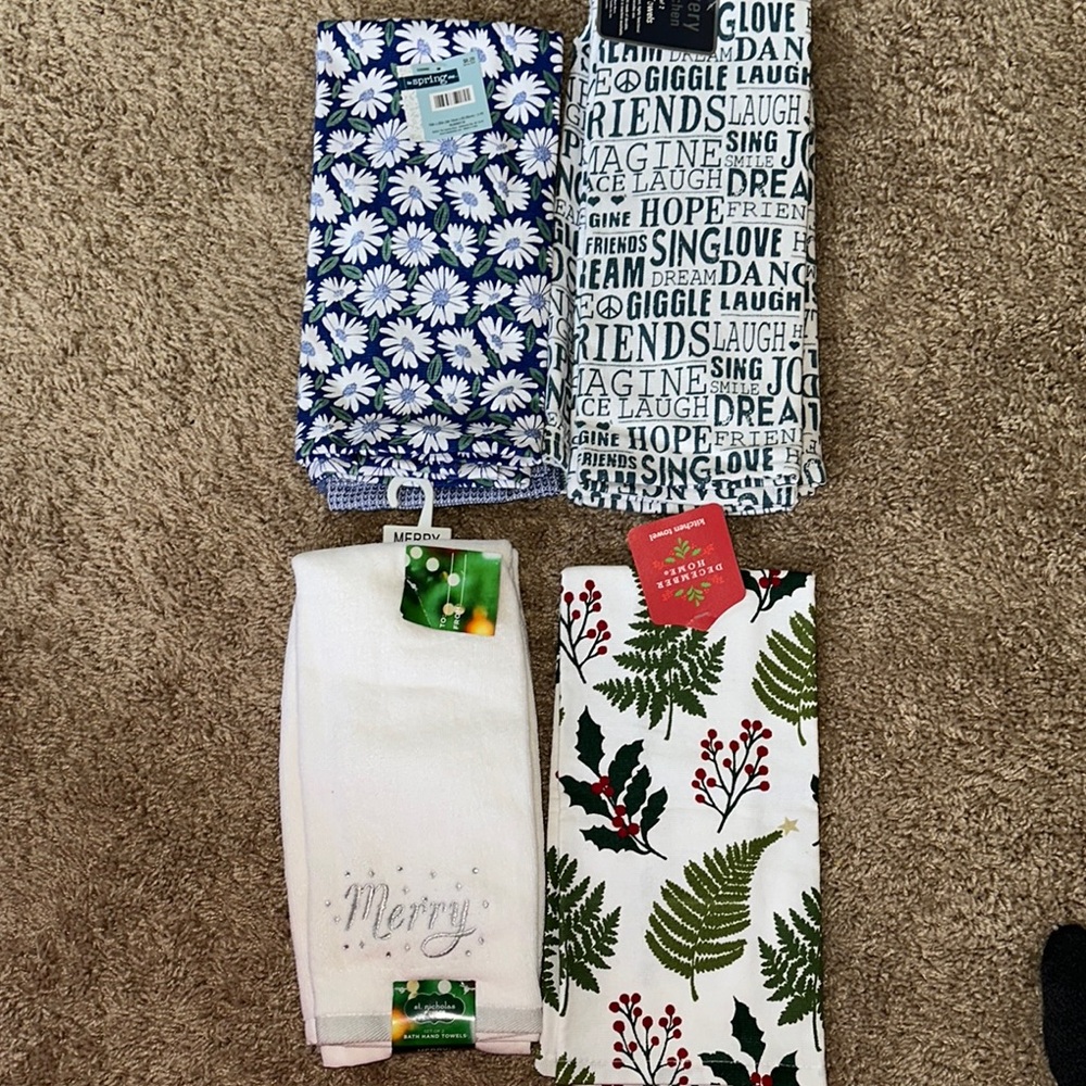 Avery Assorted Print Towels with Blue and Green Accents